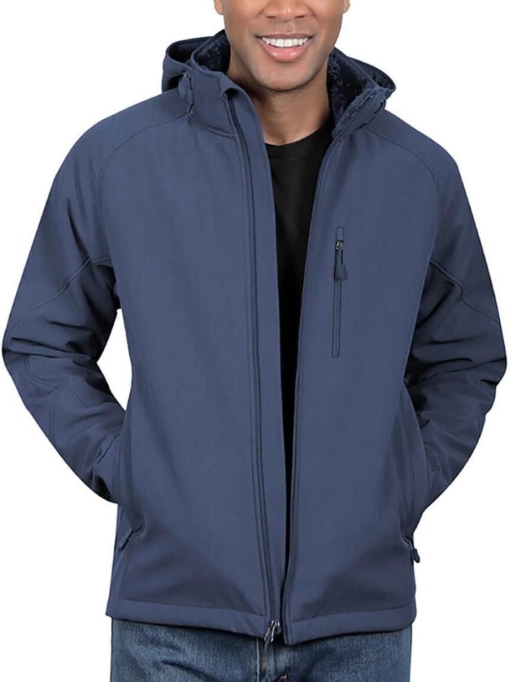Kirkland Signature‎ Men's Fleece Lined Softshell Jacket Medium Blue MISSING HOOD